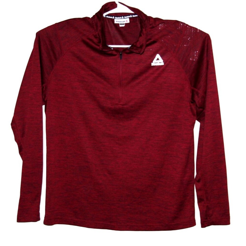 Reebok Lightweight Half Zip Athletic Stretch Long Sleeve Red Shirt Mens Size Lg